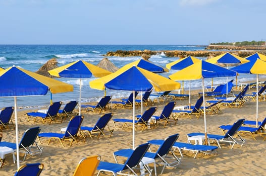 Sunbeds and beach umbrellas