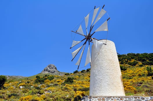Traditional wind mill in Crete, Greece.