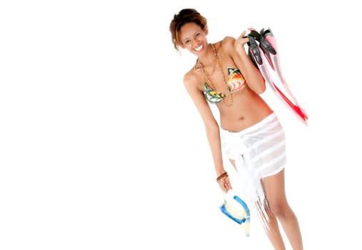 Exotic with snorkeling equipment