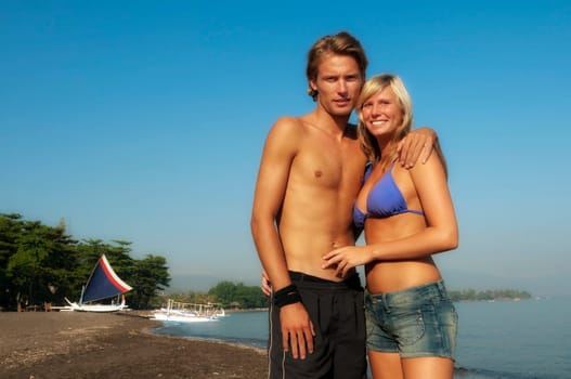 Loving couple on the beach