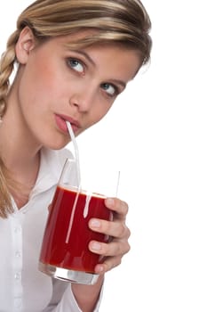 Healthy lifestyle series - Woman with tomato juice
