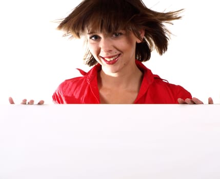 Woman with poster