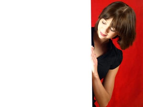 Woman with poster