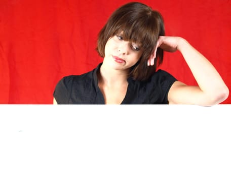 Woman with poster
