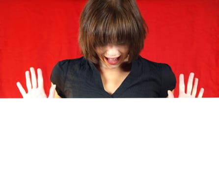 Woman with poster