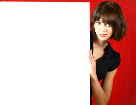 Woman with poster