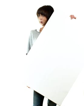 Woman with poster