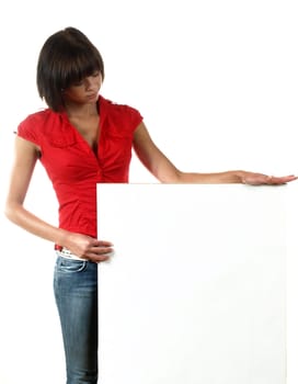 Woman with poster