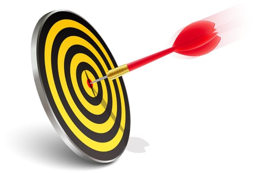 Red dart hitting the target