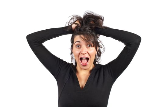 Angered casual woman