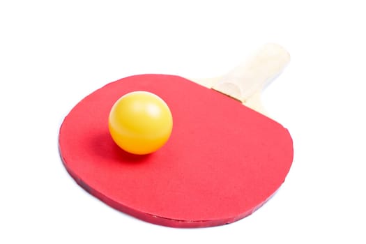 Ping pong paddle and yellow ball