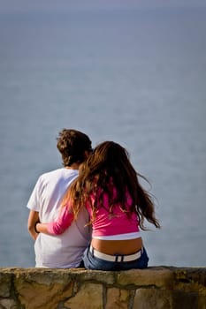 Cuddles looking at the sea