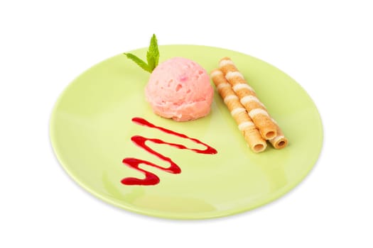 Delicious raspberries ice cream