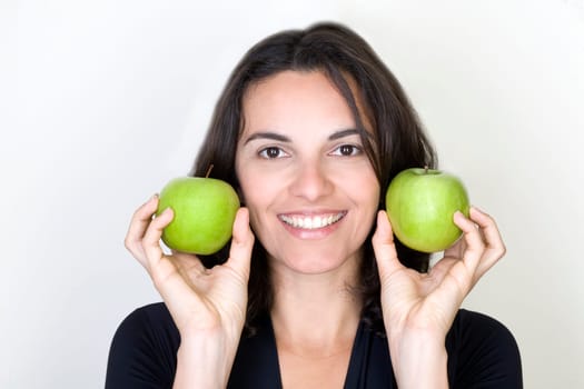 Woman with green apple