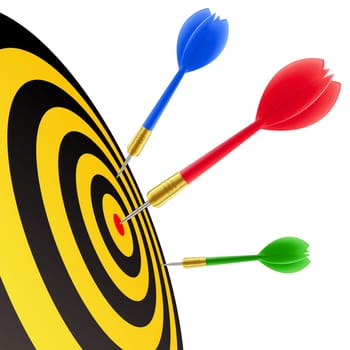 Darts hitting the target