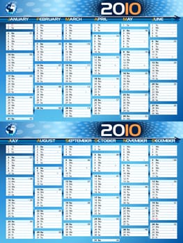 2010 blue planning calendar