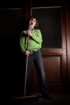 singing with the broom