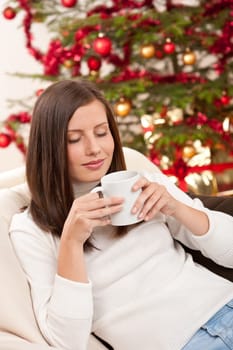 Smiling young woman on Christmas