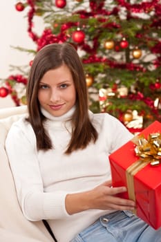 Smiling young woman on Christmas