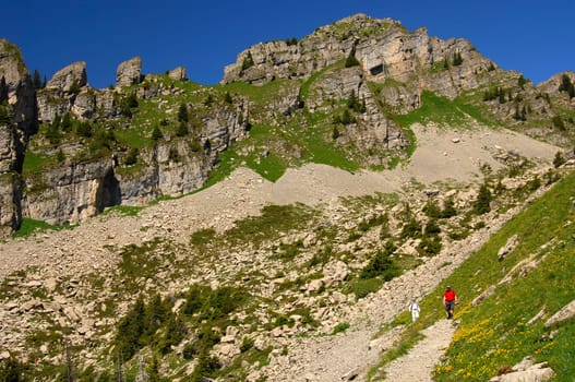 Hike in a high mountain valley