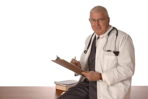 Physician on white
