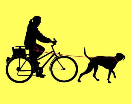 Cyclist with dog on leash