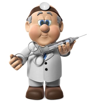 Dr. Wifred giving shot