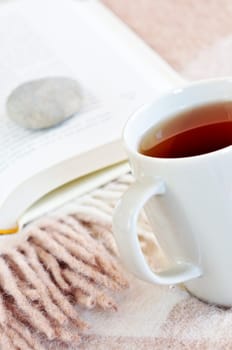 Relaxing reading with tea