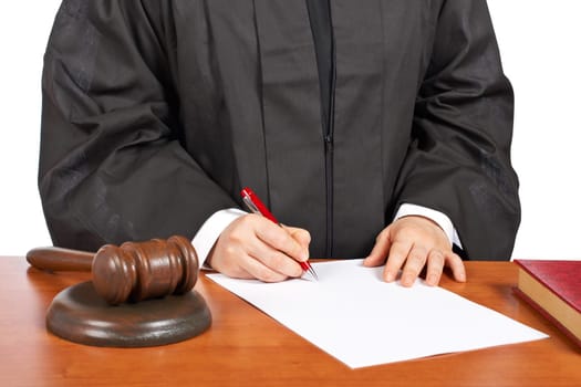 Female judge sign to blank court order