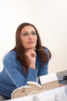 Brown hair female architect at the office