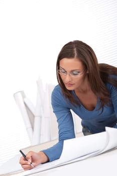 Brown hair female architect at the office