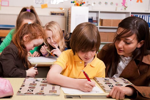 students at work
