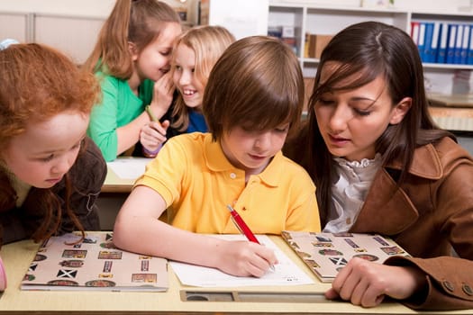 students at work