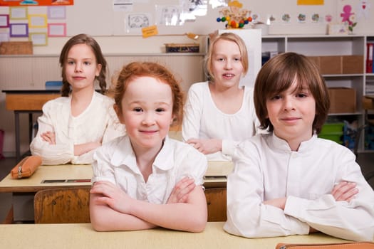 students at work