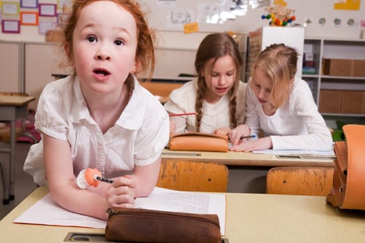 students at work