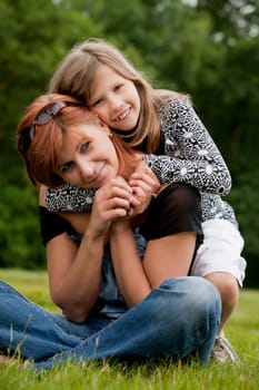 Hugging with my mother