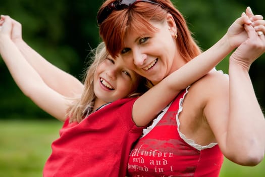 Hugging with my mother