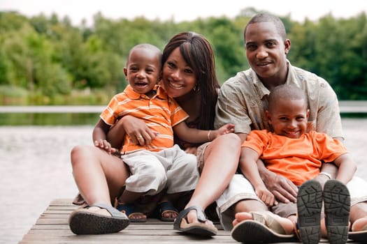 African familyon the wharf