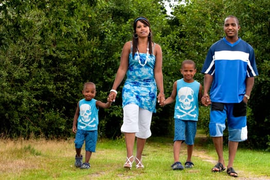 African family walk