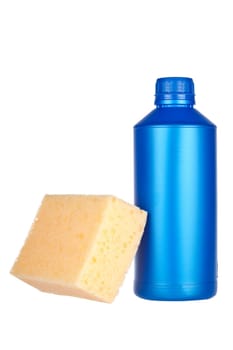 Detergent bottle and sponge