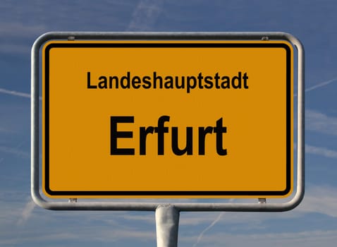 Town sign for the state capital of Erfurt