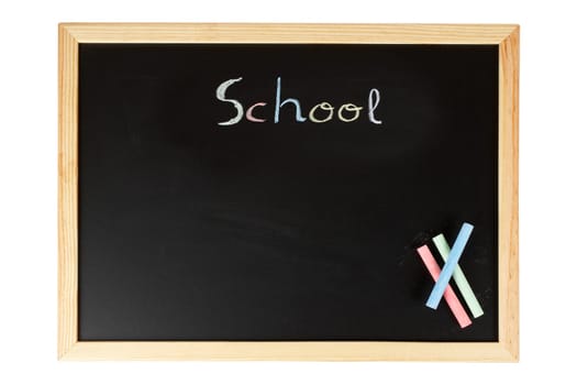 Chalkboard with colored chalks