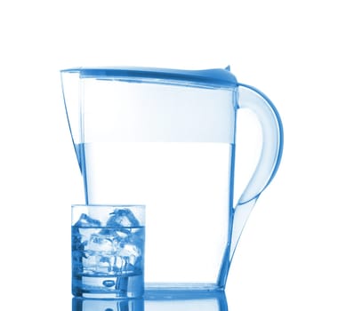 Pitcher and glass with droplets