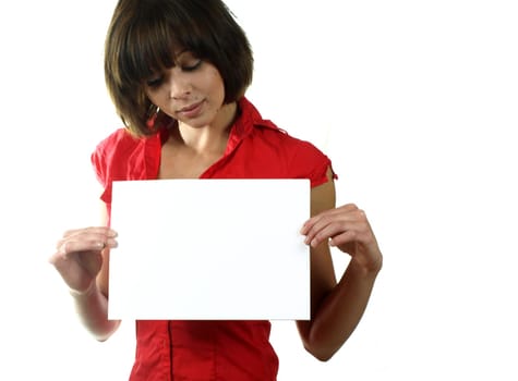 Woman with business card
