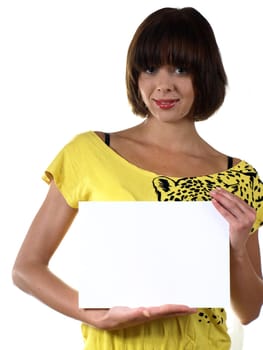Woman with poster