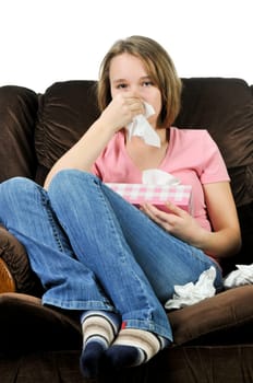 Teenage girl with a cold