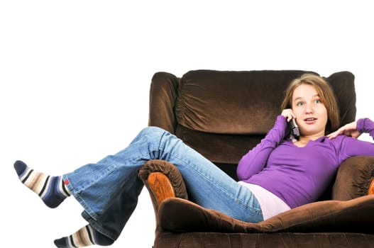 Teenage girl talking on a phone