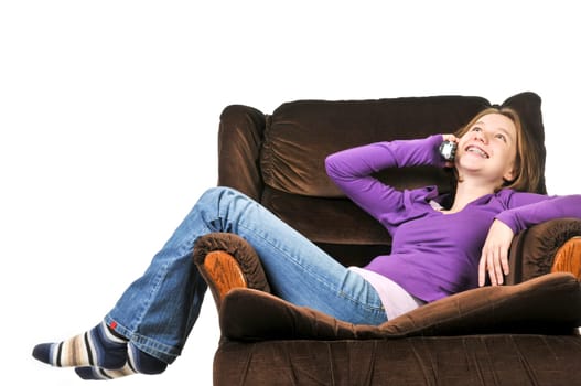 Teenage girl talking on a phone