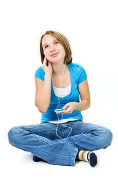 Teenage girl listening to music