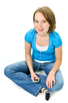 Teenage girl listening to music